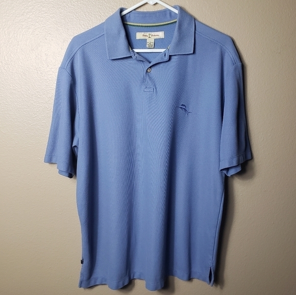 Tommy Bahama Marlin & Rossi Pique Mesh Short Sleeve Blue Polo Shirt-Size L - Picture 1 of 8